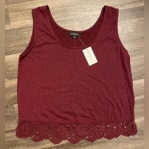Eclipse - Burgundy Lace Hem Tank Top